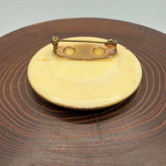 Antique Japanese Satsuma Ceramic Porcelain Hand Painted Brooch Pin Birds Flowers - Picture 6 of 13